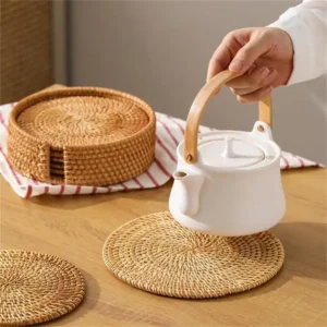 Handmade Elegant Rattan Teas Delicate Cup Mats Suitable For Various Occasion